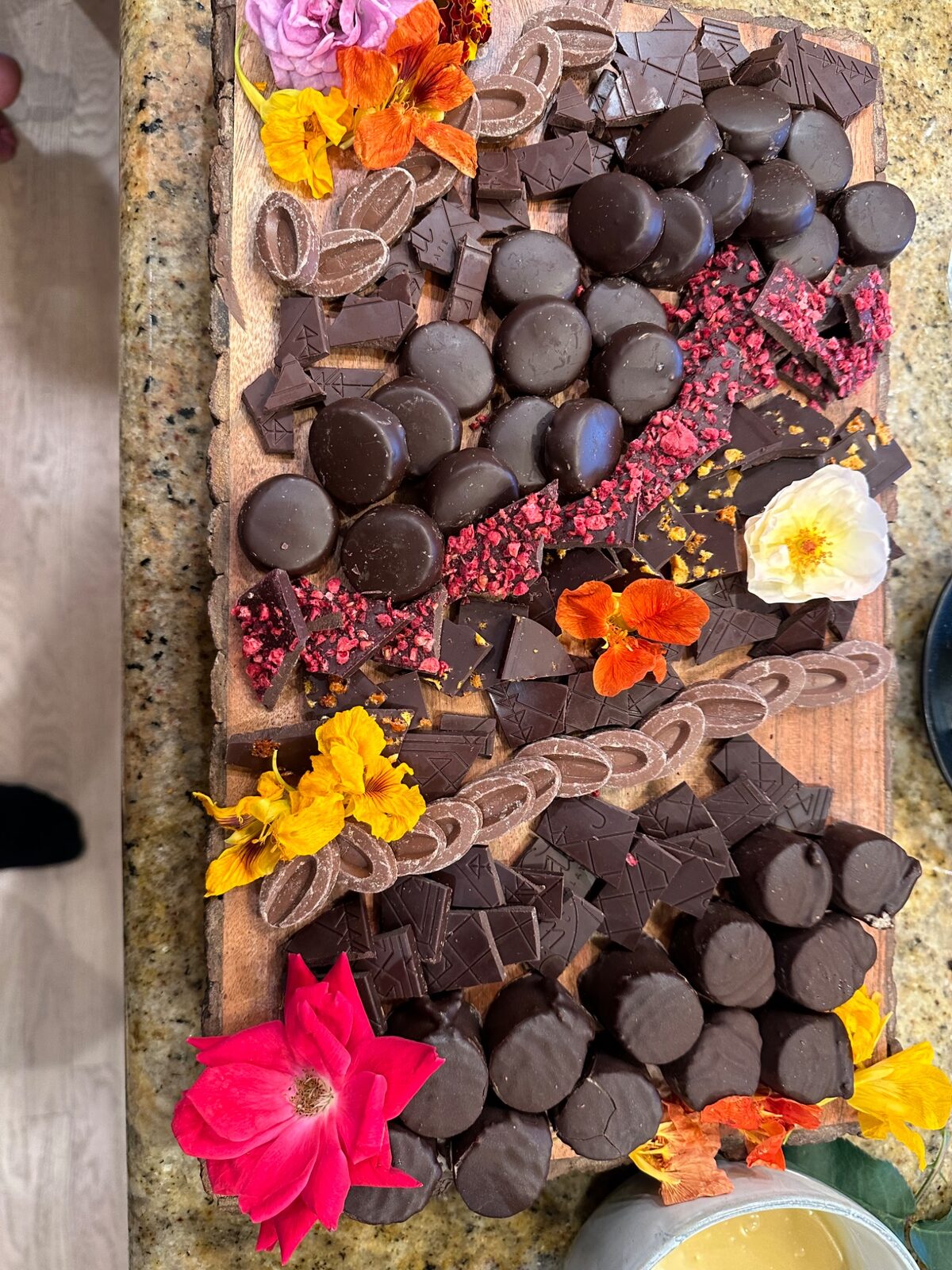 Plating beet salad, action shot in kitchen